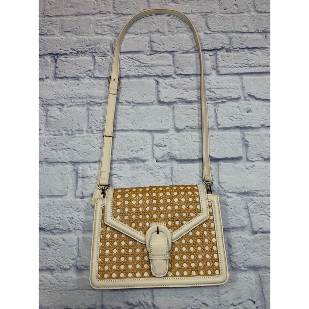 Madison West Wicker Straw Crossbody Bag Adjustable Removable Strap